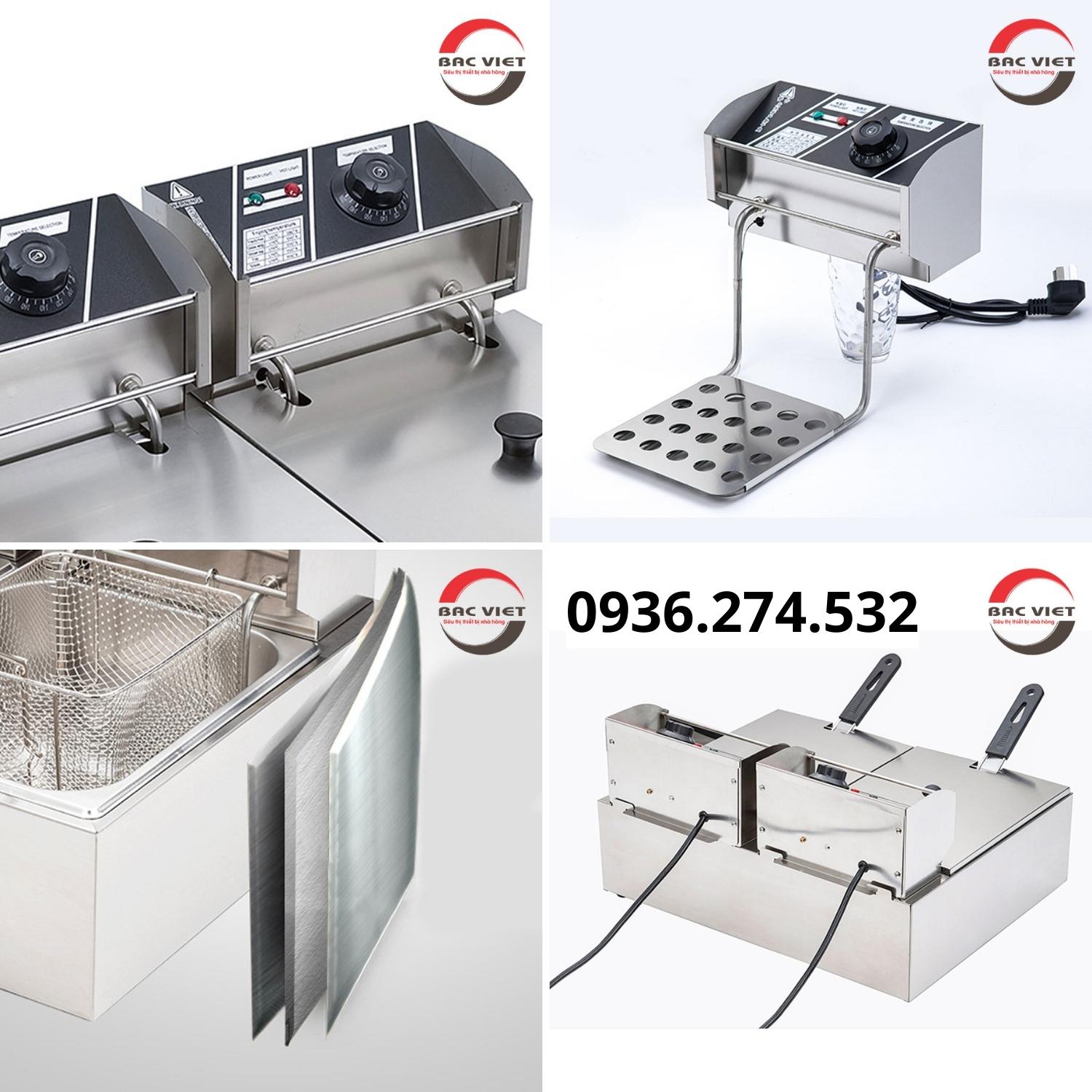 Bếp chiên nhúng đôi 12L dùng điện (2 buồng riêng biệt)