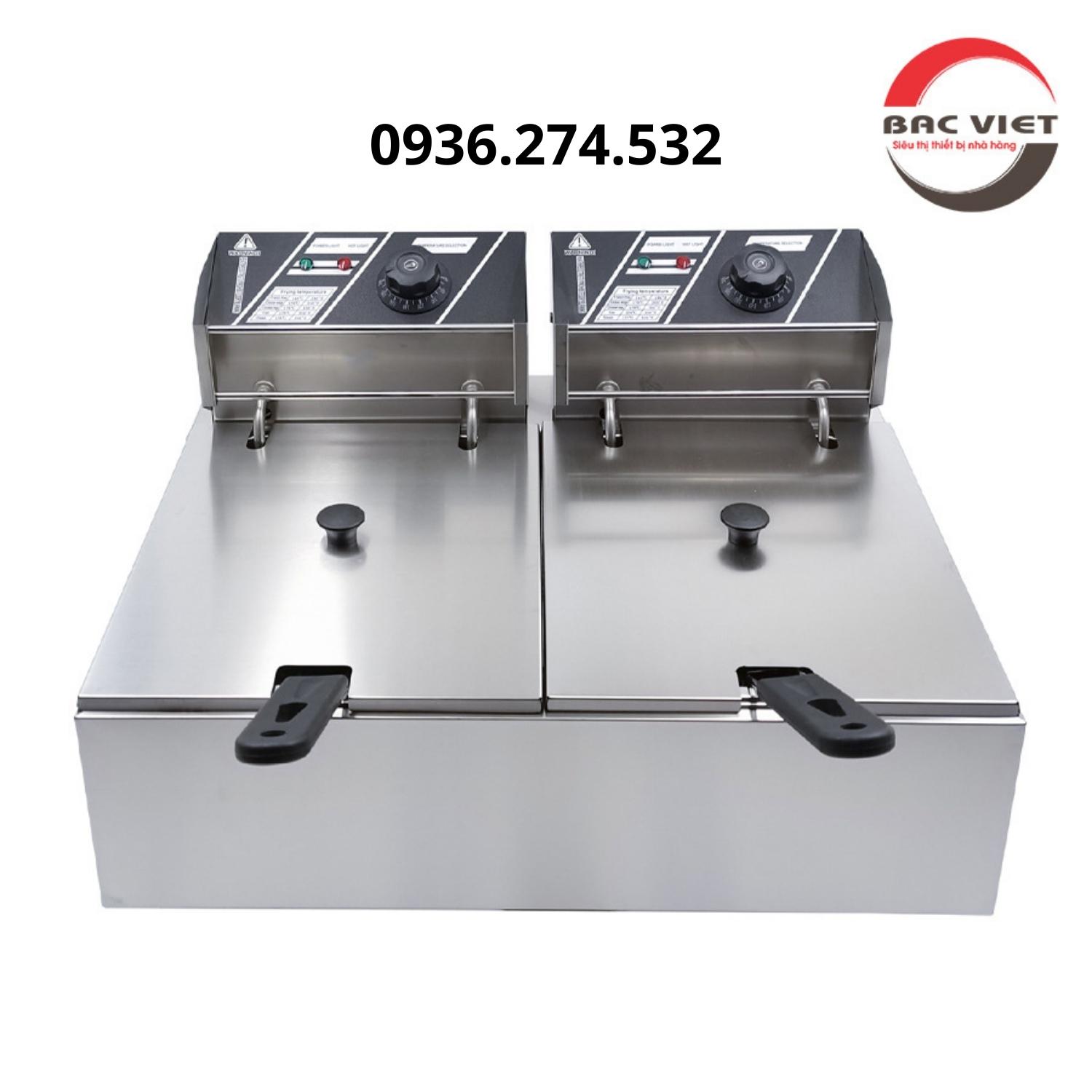 Bếp chiên nhúng đôi 12L dùng điện (2 buồng riêng biệt)