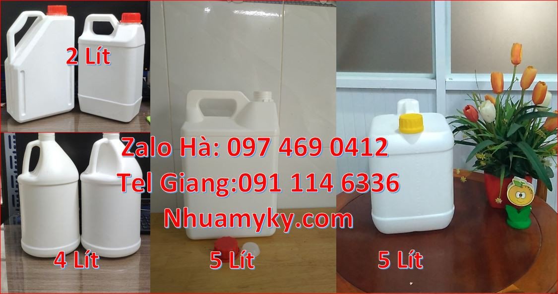 Bán can nhựa 5 lít hdpe ,can nhựa 2l đựng dầu nước mắm tương ớt giá rẻ