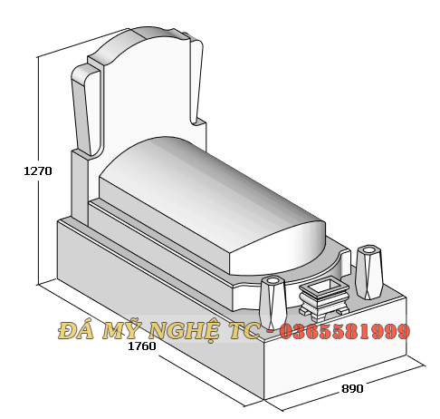 Độc quyền mẫu mộ đá granite đẹp nhất lắp tại Hòa Bình MHC003