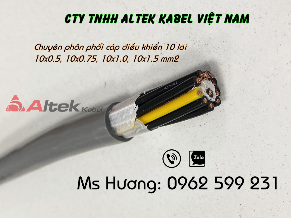 Cáp điều khiển Altek kabel 10 lõi 0.5,  0.75, 1.0, 1.5 mm2