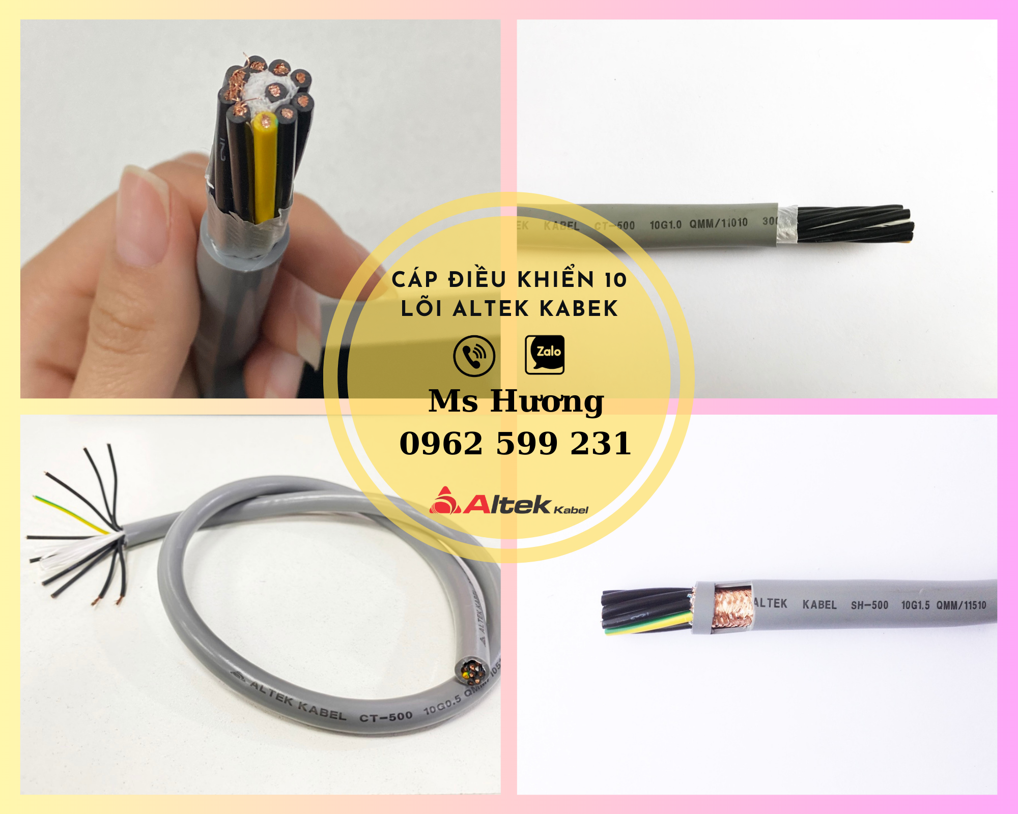 Cáp điều khiển Altek kabel 10 lõi 0.5,  0.75, 1.0, 1.5 mm2