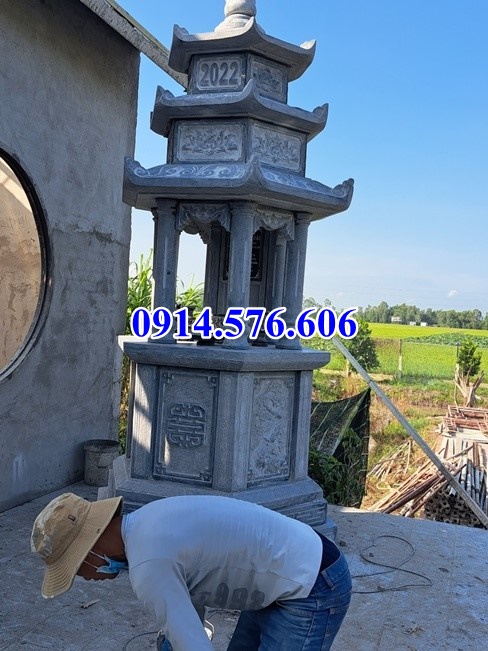 cao bằng 23 mộ đá lục lăng hình tháp bát giác bằng đá đẹp sư phật gáo