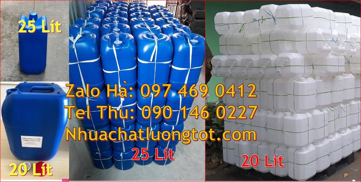 Bán can nhựa lớn 25l đựng hóa chất,can nhựa hdpe màu trắng nắp vặn giá