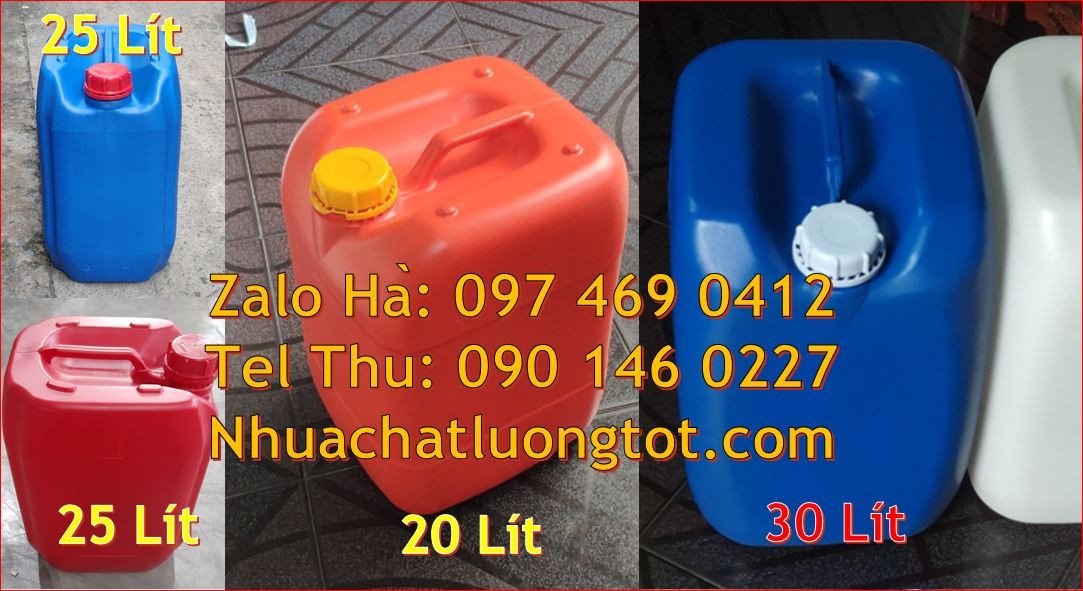 Bán can nhựa lớn 25l đựng hóa chất,can nhựa hdpe màu trắng nắp vặn giá