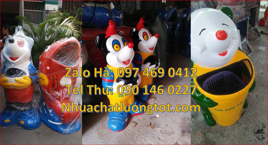 Bán thùng đựng rác hình con gấu trúc,thùng đựng rác hình chuột mickey