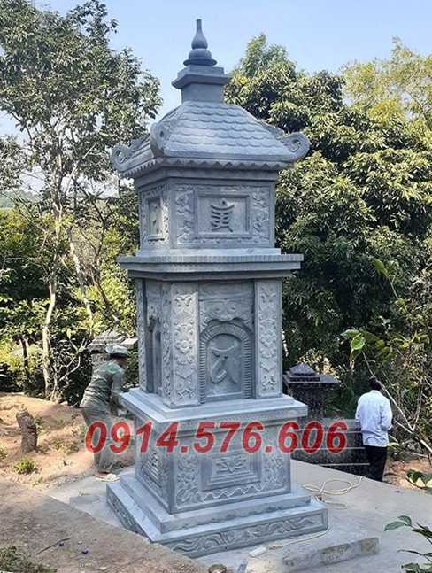 mẫu 041 mộ đá bán trà vinh lục lăng hình tháp bát giác tròn để thờ cốt