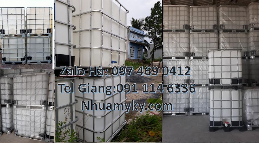 bán tank nhựa 1000l vuông màu trắng,thùng nhựa ibc 1000l có khung thép