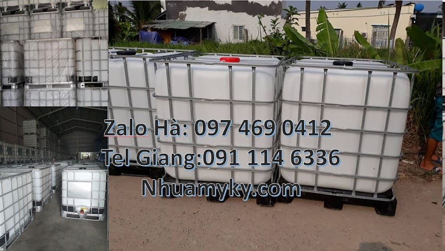bán tank nhựa 1000l vuông màu trắng,thùng nhựa ibc 1000l có khung thép