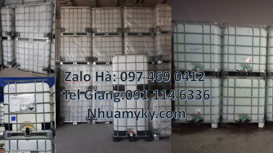 bán tank nhựa 1000l vuông màu trắng,thùng nhựa ibc 1000l có khung thép