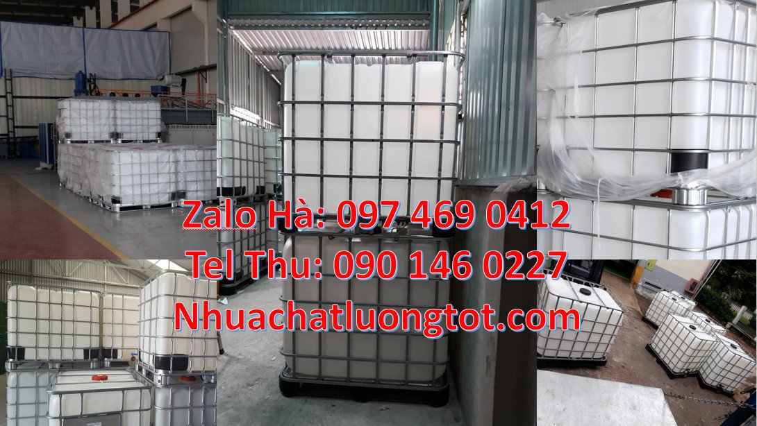 Bán tank nhựa 1000l màu trắng khung thép,thùng nhựa ibc 1000l mới nắp