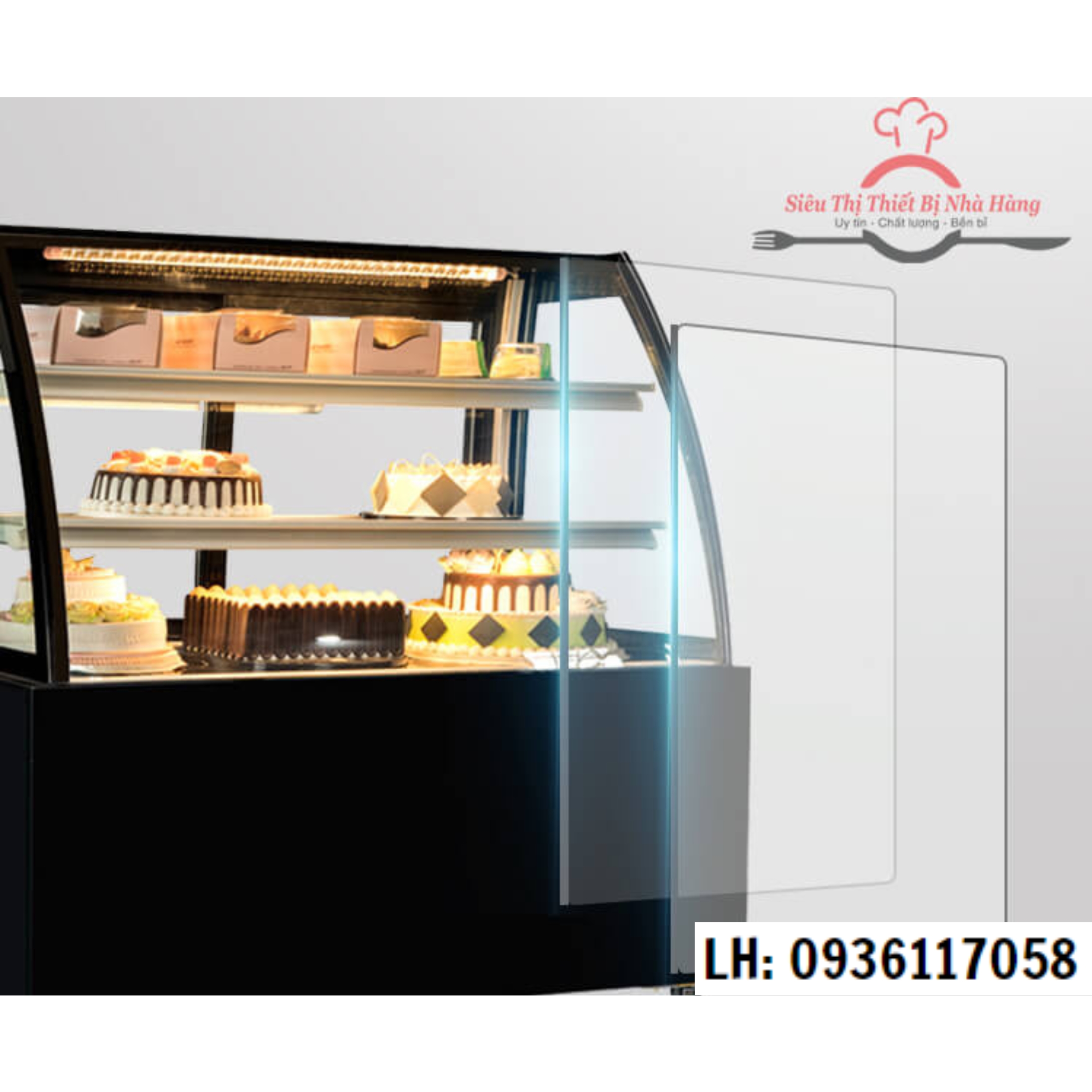 Tủ trưng bày bánh sinh nhật kính cong 3 tầng
