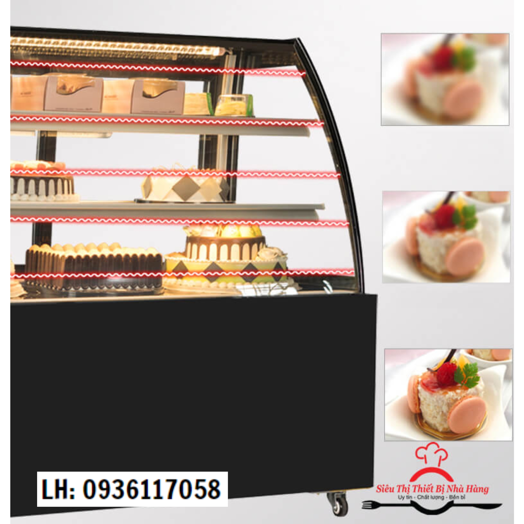 Tủ trưng bày bánh sinh nhật kính cong 3 tầng