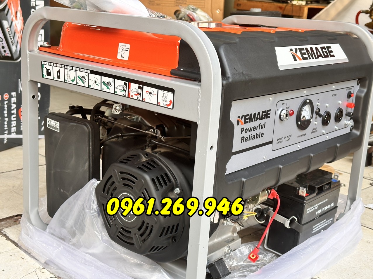 Máy phát điện chạy xăng 5kw Kemage KM7500 giá rẻ về Huế