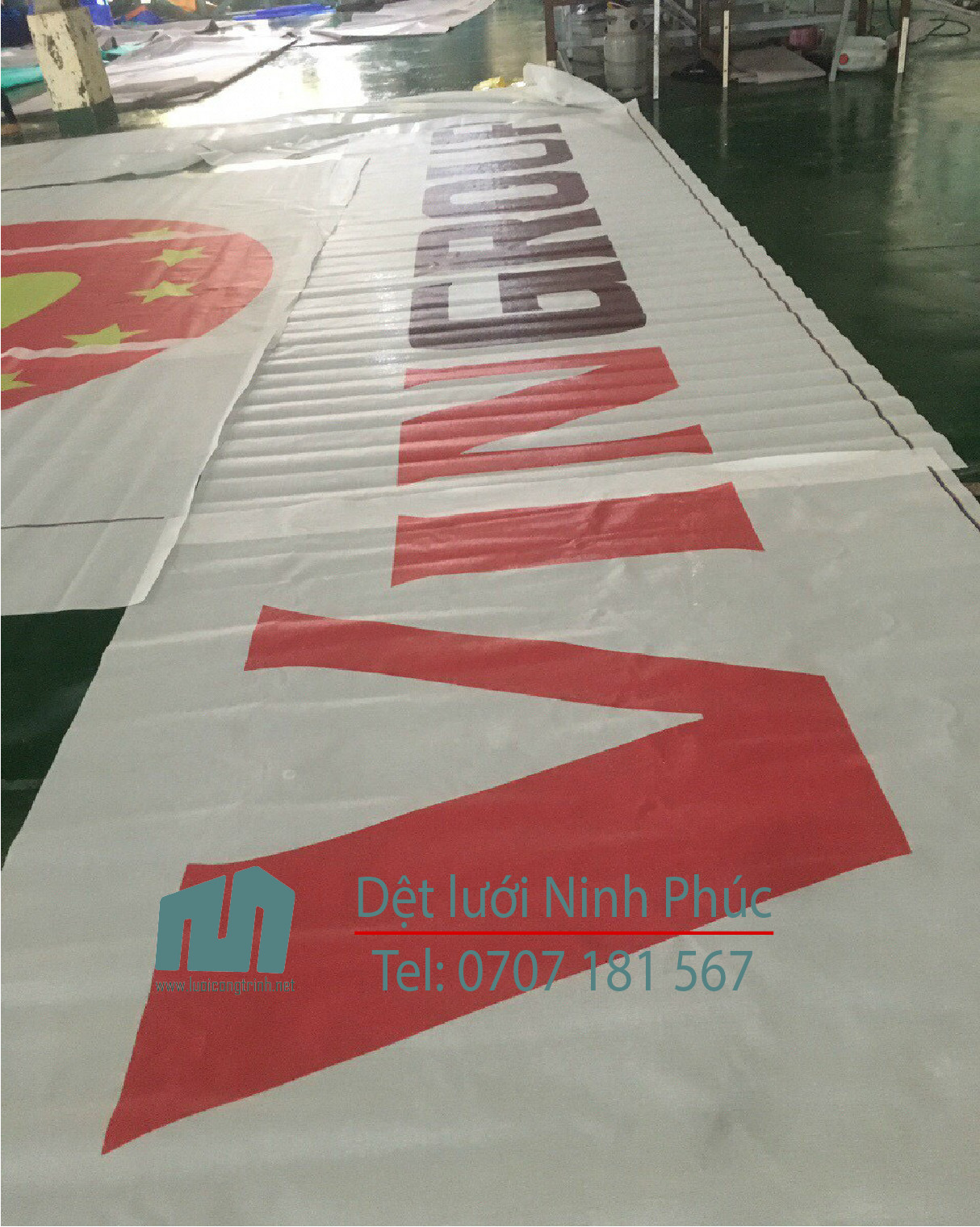 Lưới PVC In logo quảng cáo hệ gangform cho công trình xây dựng