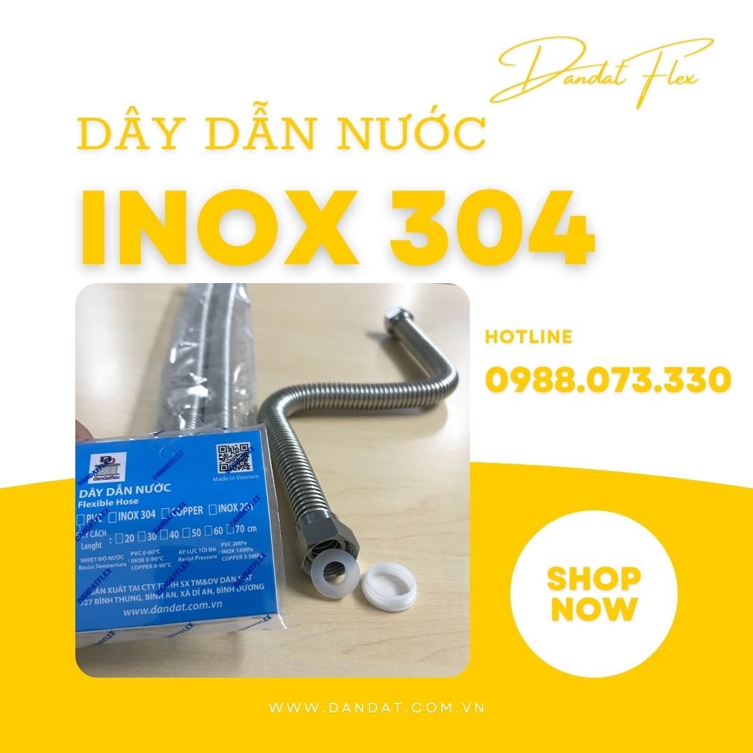 Dây Cấp Nước Inox 304, Dây Dẫn Nước Nóng Lạnh, Ống Dẫn Nước Mềm