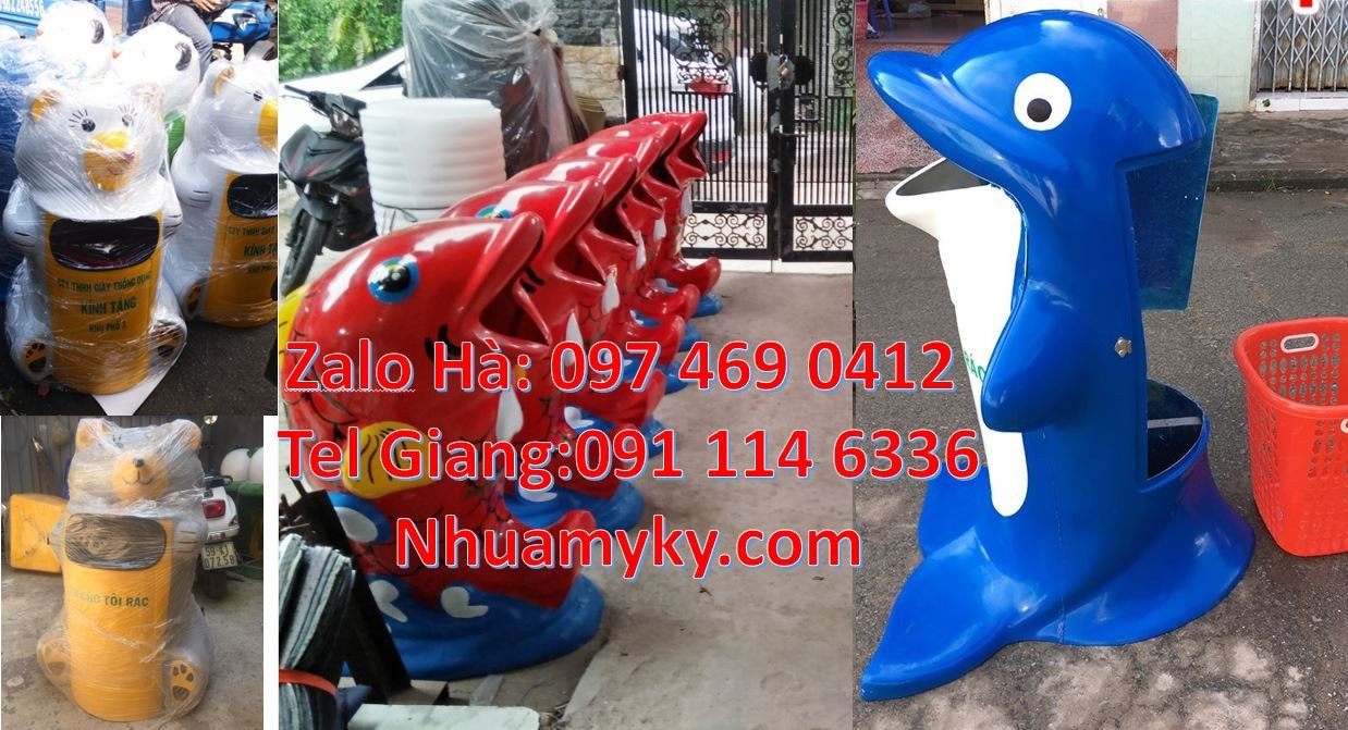 Bán thùng đựng rác hình con thú giá rẻ,thùng rác hình con cá chép đỏ