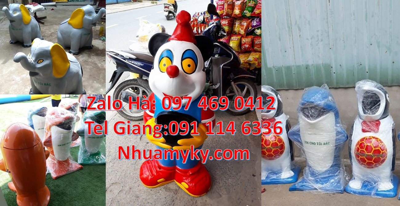 Bán thùng đựng rác hình con thú giá rẻ,thùng rác hình con cá chép đỏ