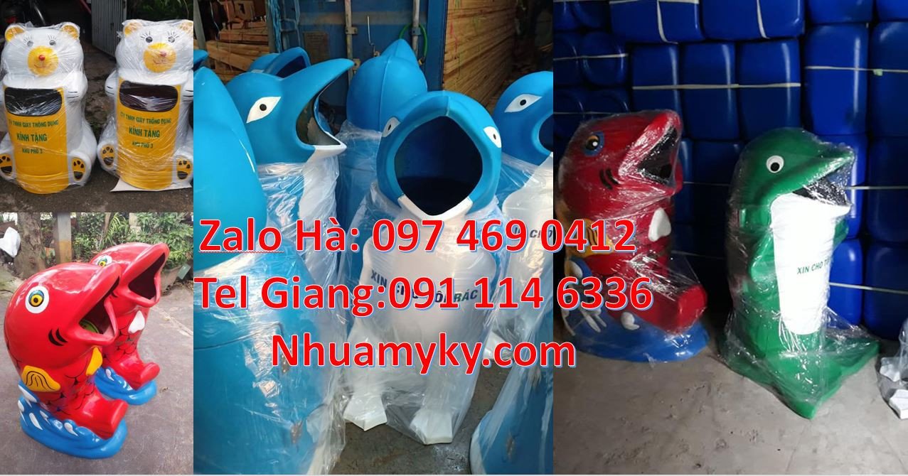 Bán thùng đựng rác hình con thú giá rẻ,thùng rác hình con cá chép đỏ