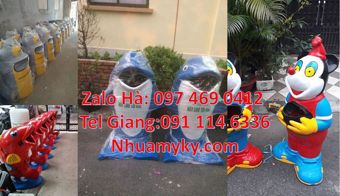 Bán thùng đựng rác hình con thú giá rẻ,thùng rác hình con cá chép đỏ