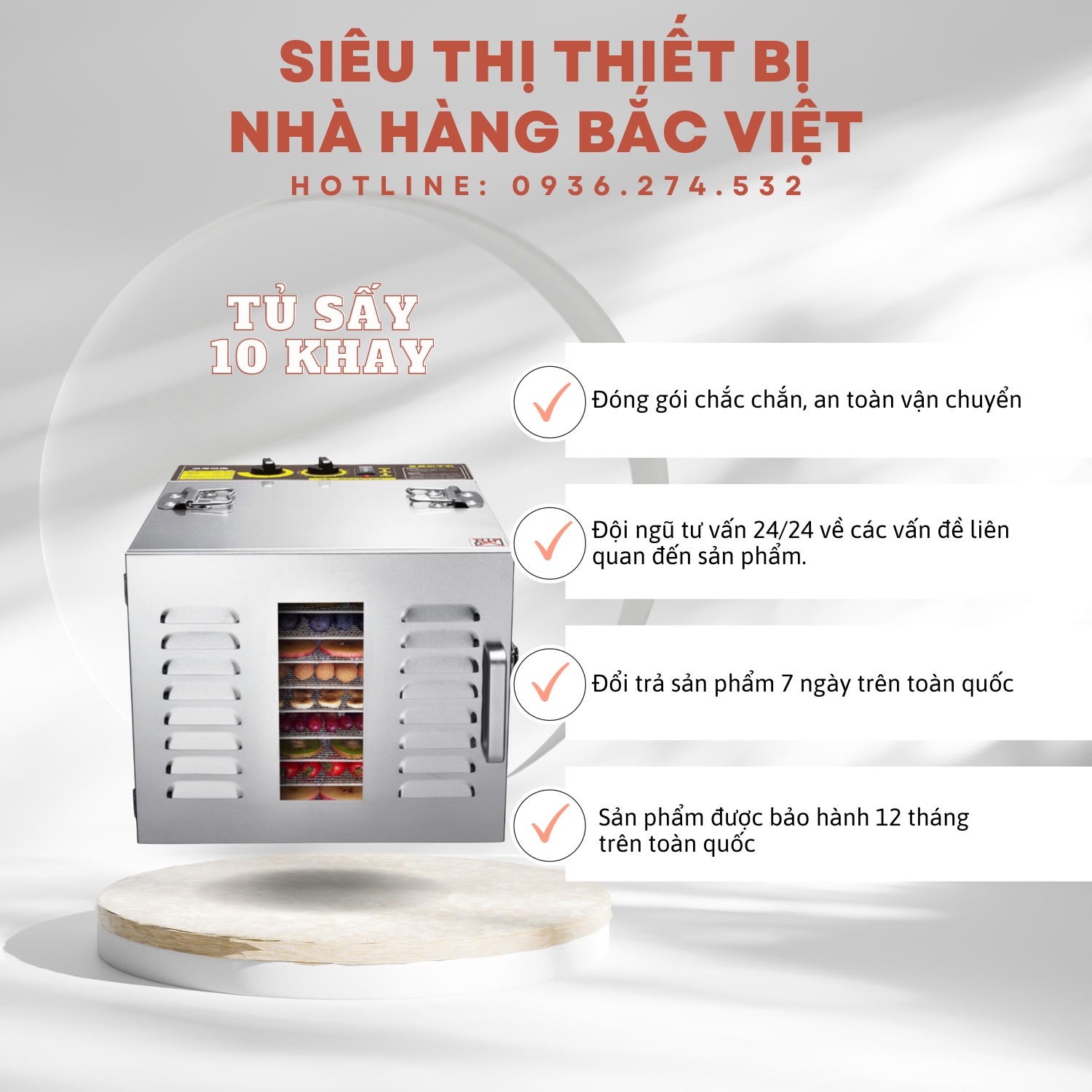 Tủ sấy đa năng 10 khay: sấy thực phẩm, hoa quả, rau củ, dược liệu...