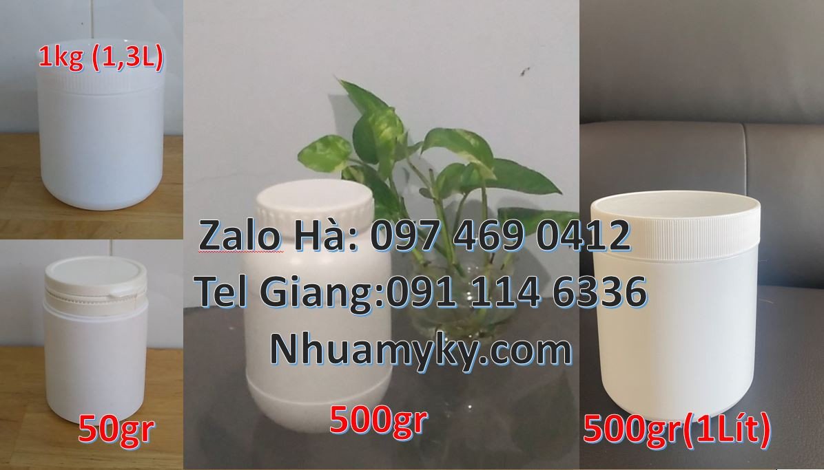 Bán hũ nhựa 500g đựng thực phẩm bánh kẹo mứt,hũ nhựa hdpe đựng hóa chấ