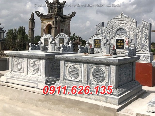 lắp đặt mẫu mộ đá đôi đẹp bán tại vinh long