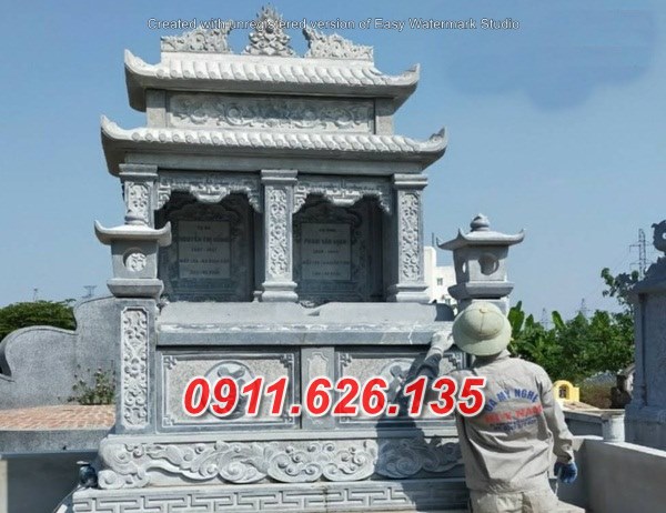 lắp đặt mẫu mộ đá đôi đẹp bán tại vinh long