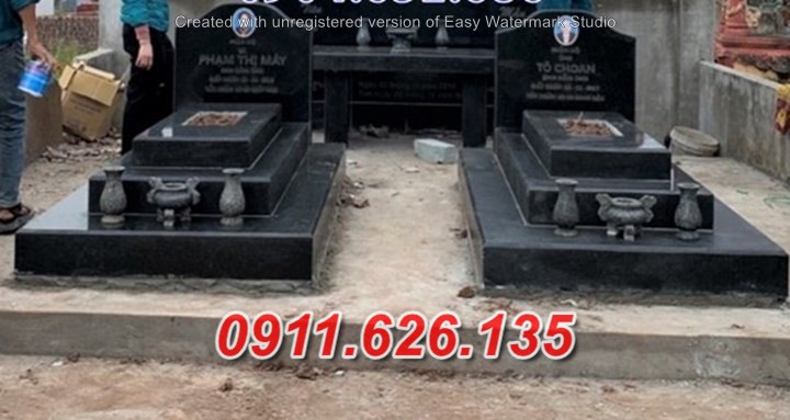 lắp đặt mẫu mộ đá đôi đẹp bán tại vinh long