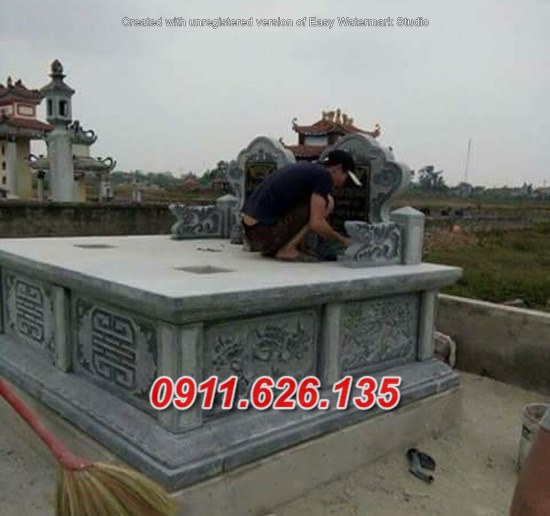 lắp đặt mẫu mộ đá đôi đẹp bán tại vinh long