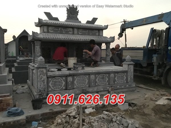 lắp đặt mẫu mộ đá đôi đẹp bán tại vinh long