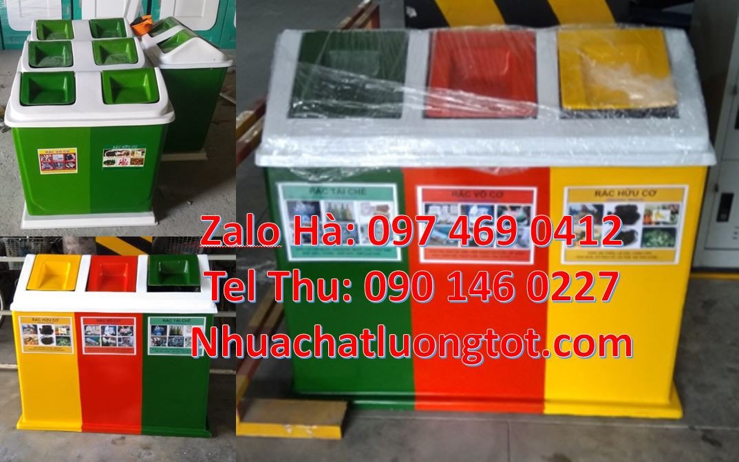 Bán thùng phân loại rác 2 ngăn có nắp đậy,thùng phân loại rác 3 ngăn 3