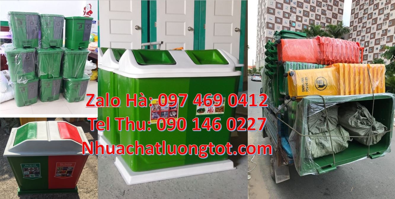 Bán thùng phân loại rác 2 ngăn có nắp đậy,thùng phân loại rác 3 ngăn 3