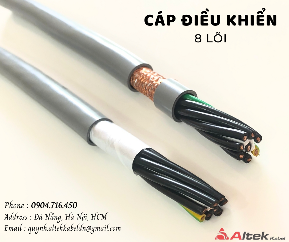 Cáp điều khiển 8x0.5, 8x0.75, 8x1.0, 8x1.5 Đà Nẵng, Hà Nội, Sài Gòn