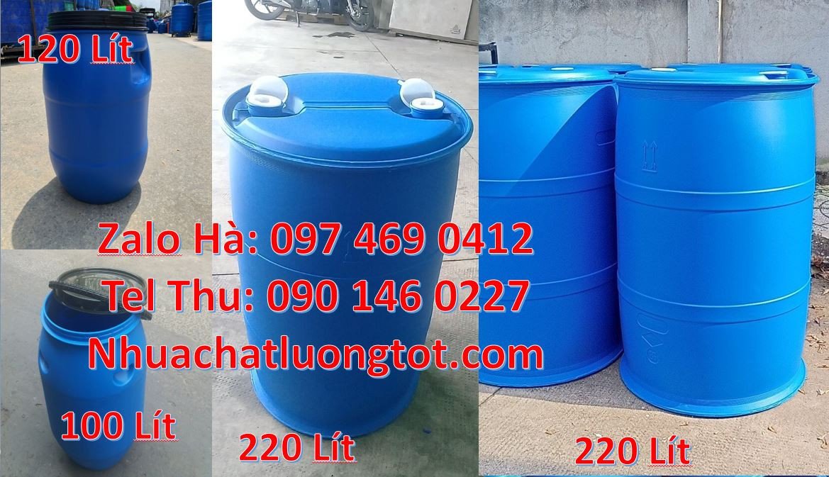 Bán thùng phuy nhựa 220l màu xanh nắp chiết rót,thùng phuy nhựa 200l n