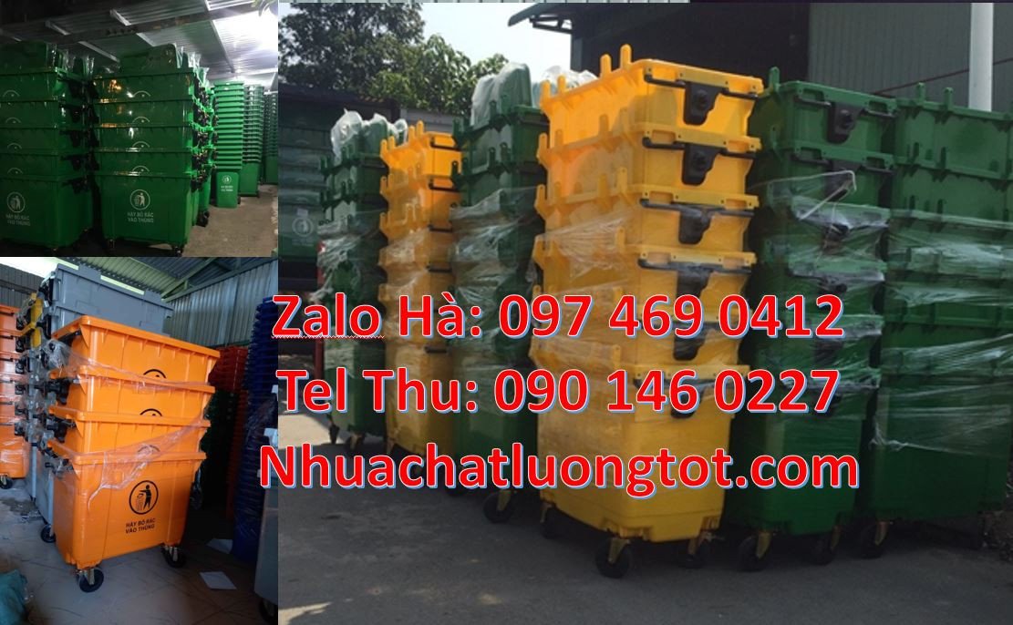 Bán xe thu gom rác cỡ  lớn 1000l có 3 bánh hơi,xe thu gom rác 660l 4 b