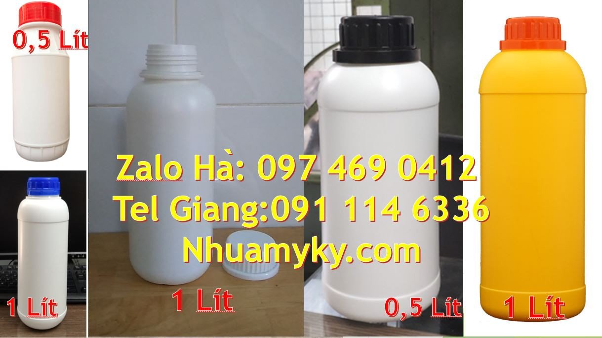 Bán chai nhựa hdpe 1l màu xanh,chai nhựa 0.5 lít đựng hóa chất giá rẻ