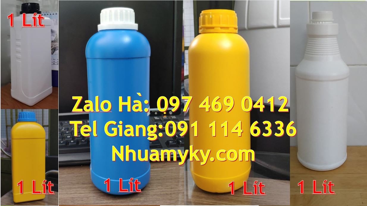 Bán chai nhựa hdpe 1l màu xanh,chai nhựa 0.5 lít đựng hóa chất giá rẻ