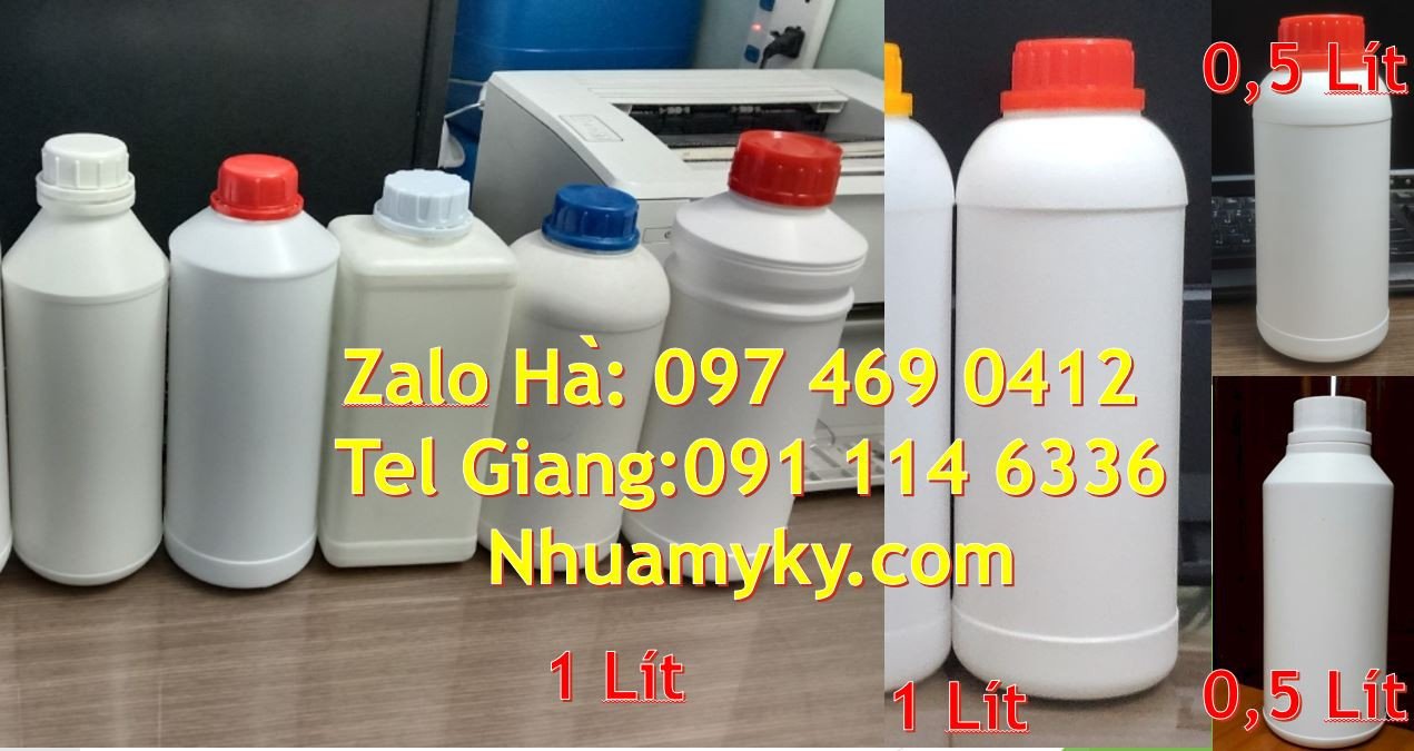 Bán chai nhựa hdpe 1l màu xanh,chai nhựa 0.5 lít đựng hóa chất giá rẻ
