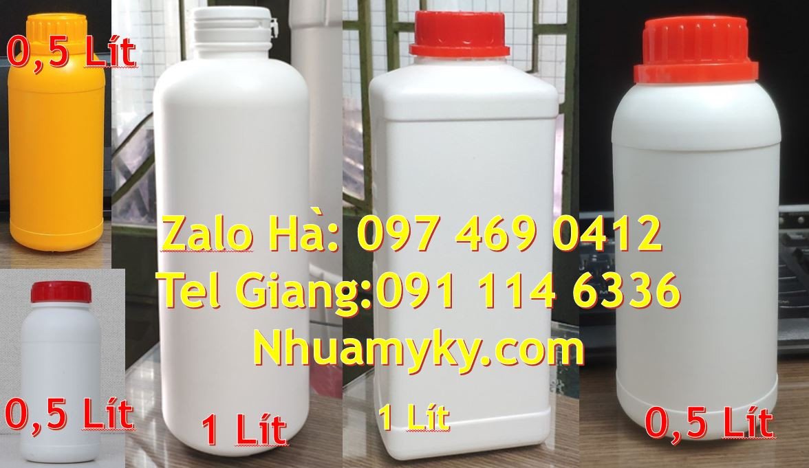 Bán chai nhựa hdpe 1l màu xanh,chai nhựa 0.5 lít đựng hóa chất giá rẻ
