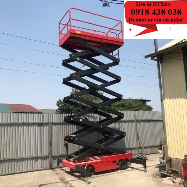 Thang nâng bán tự động, xe nâng thang cắt kéo nhập khẩu giá rẻ