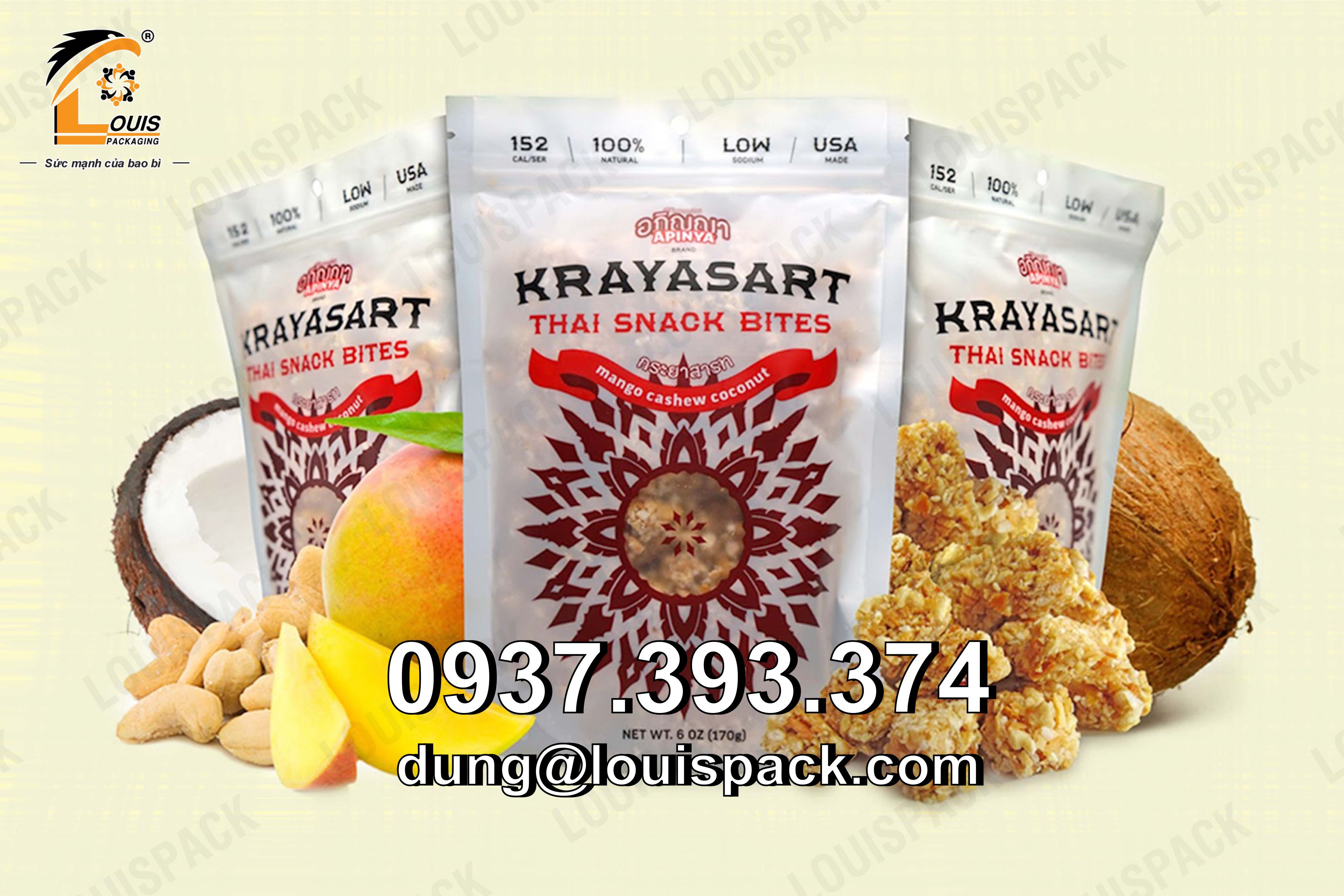 Bao bì màng ghép đựng trái cây sấy, thực phẩm tươi sống