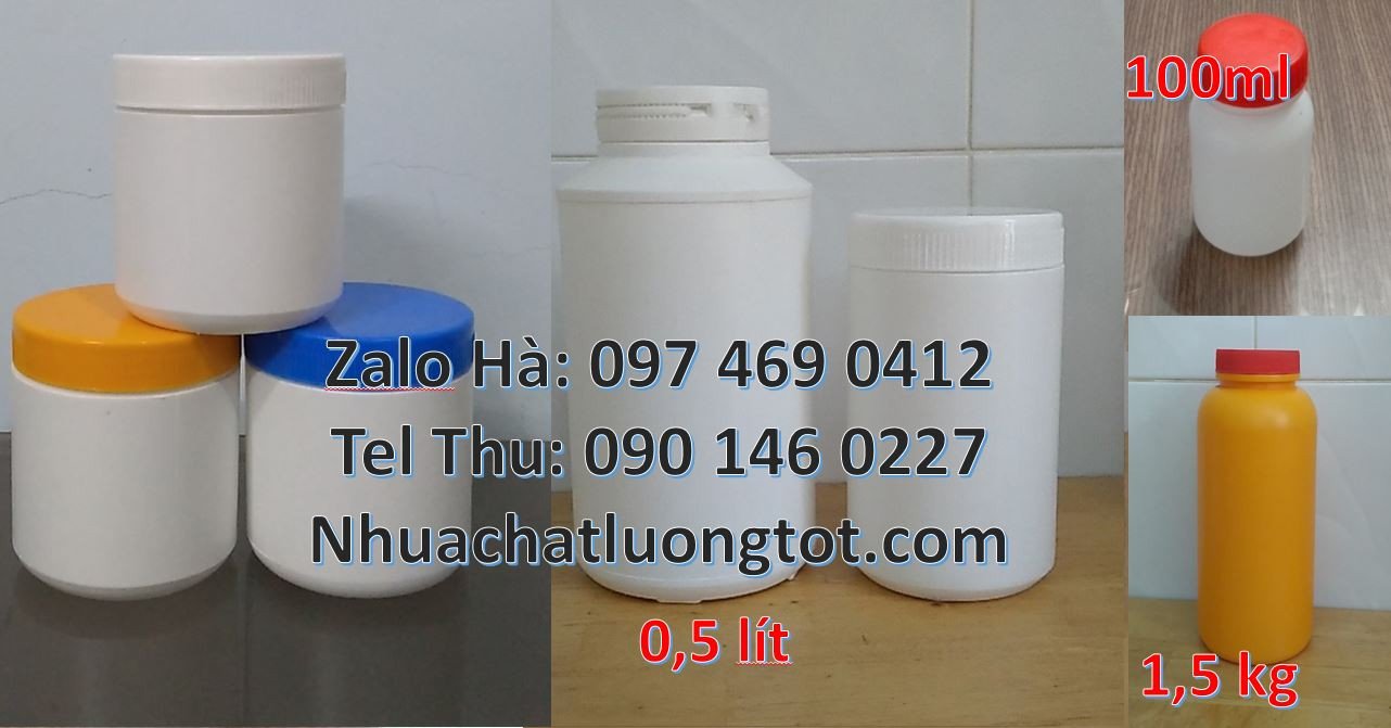 Bán hũ nhựa 1.5kg đựng thực phẩm nước uống,hũ nhựa 1kg đựng  hóa chất