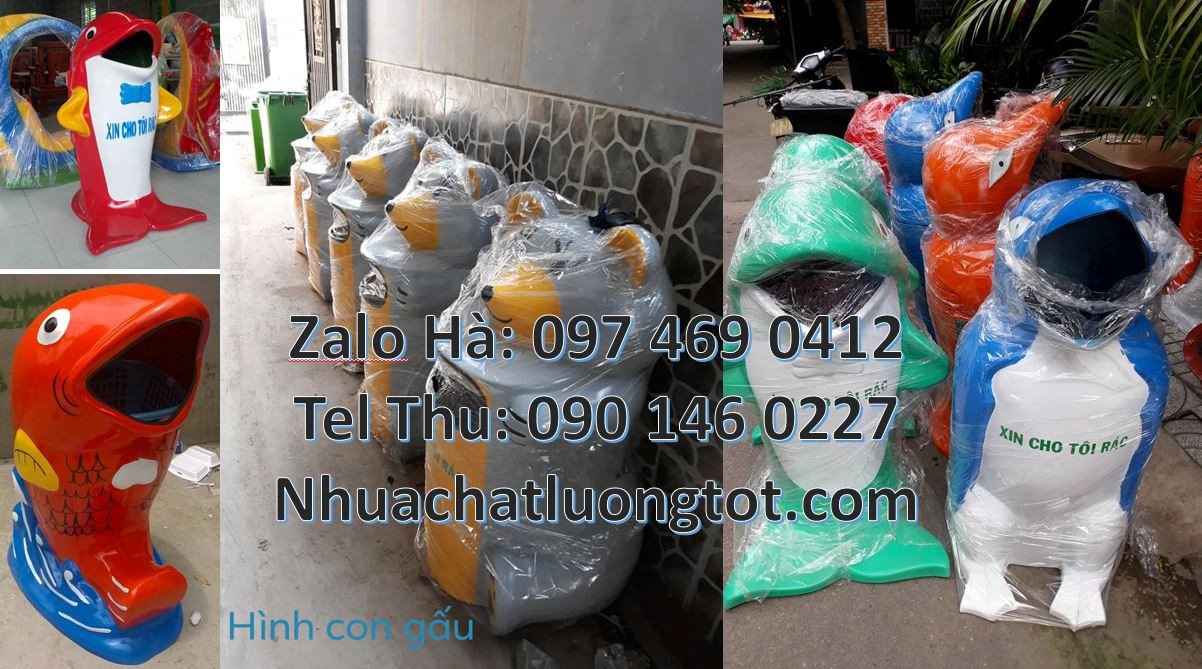 Bán thùng rác hình con vật giá rẻ,thùng rác hình con gấu trúc xinh xắn
