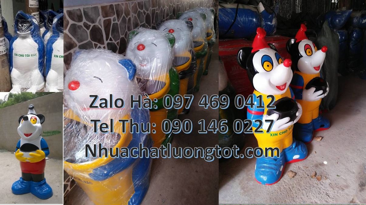 Bán thùng rác hình con vật giá rẻ,thùng rác hình con gấu trúc xinh xắn