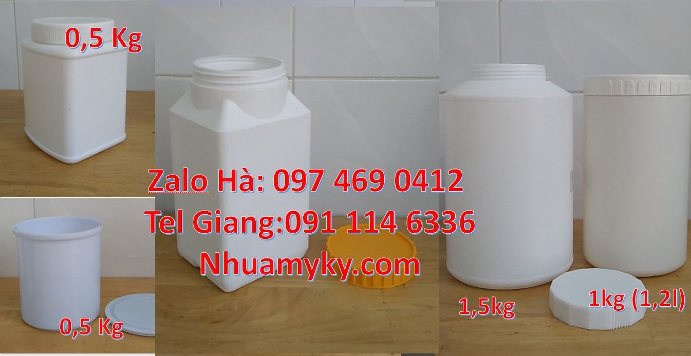Bán hũ nhựa hdpe 1.5kg giá rẻ,hũ nhựa 500g chất lượng cao đựng chất lo