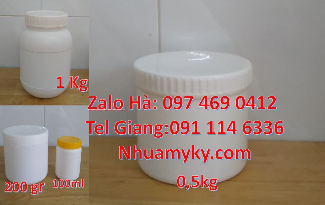 Bán hũ nhựa hdpe 1.5kg giá rẻ,hũ nhựa 500g chất lượng cao đựng chất lo