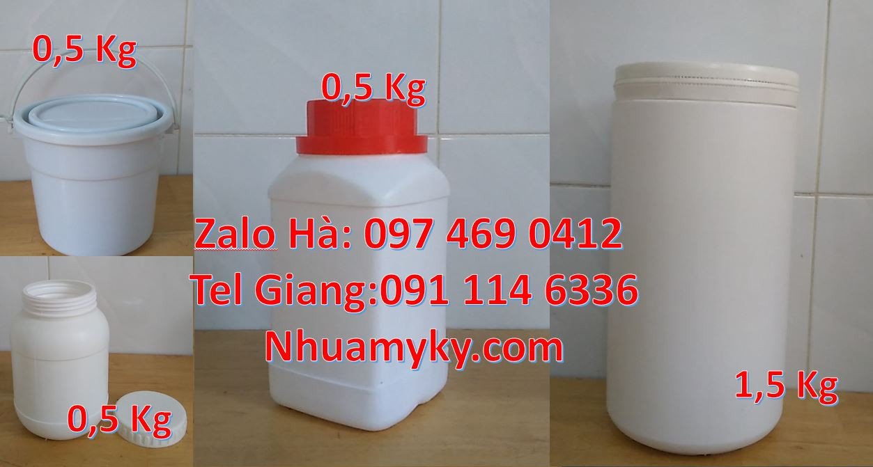 Bán hũ nhựa hdpe 1.5kg giá rẻ,hũ nhựa 500g chất lượng cao đựng chất lo