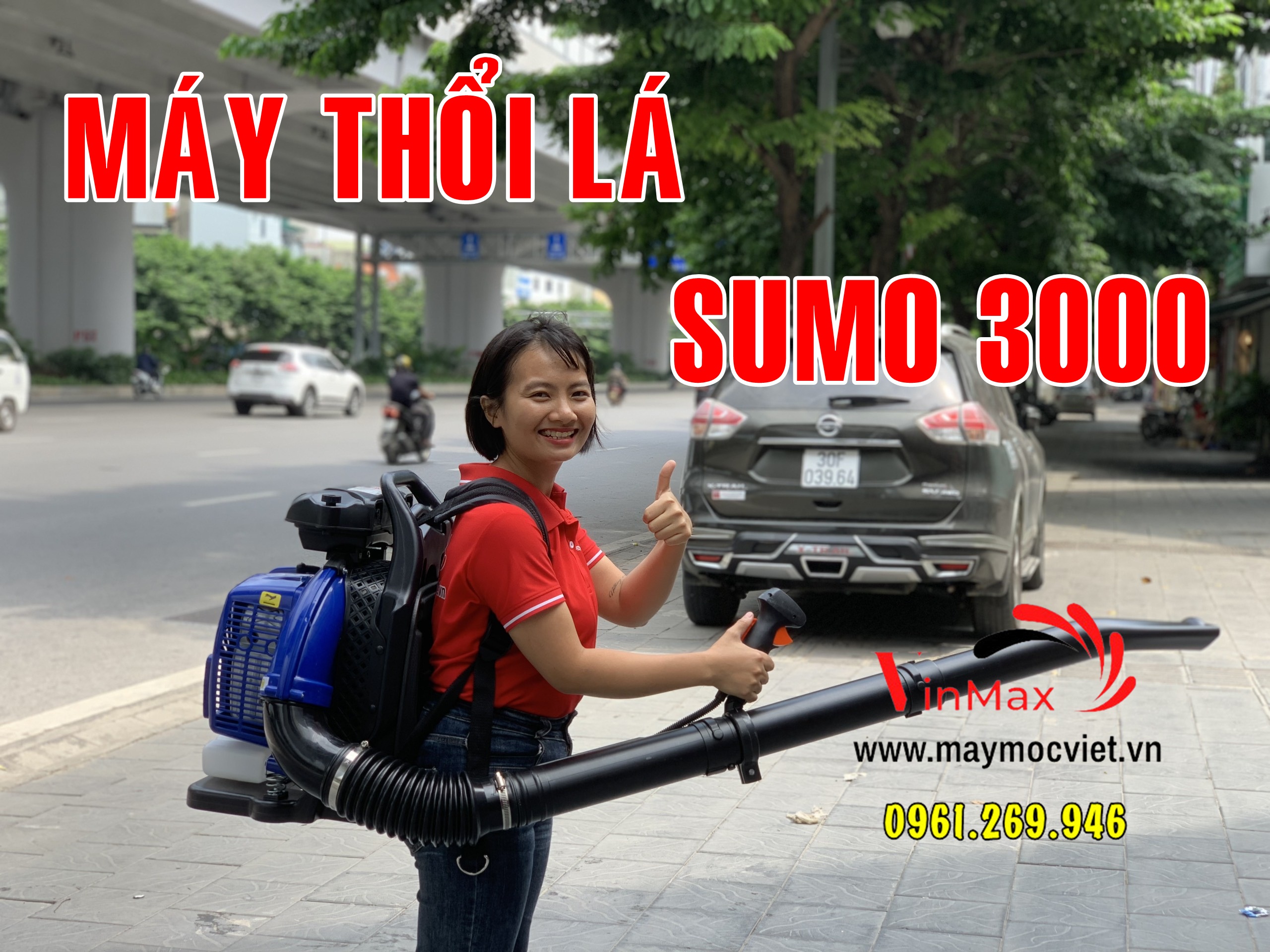 Máy thổi lá cây cao su, bụi đường Sumo 3000 công suất 3kw siêu khỏe