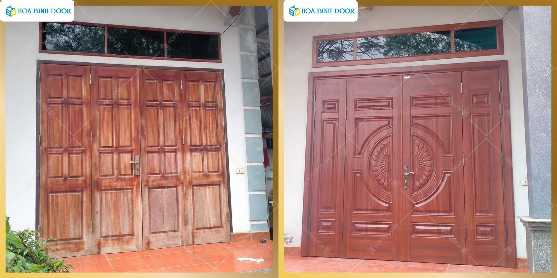 Cửa thép vân gỗ tại Quận 12 - Mẫu cửa chống nắng tốt